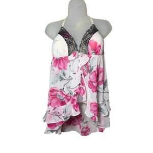 Apt. 9 intimates sleepwear nightie vibrant pink white and black floral pattern